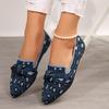 2024 Breathable Lightweight Slip-on Fashion Shoes with Bow, Pointed Toe, and Plus Size Options
