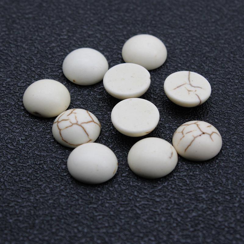 30-10Pcs Blue White Turquoises Natural Stone Beads Cabochon Flat Back Round Cabochons Cameo For Jewelry Making DIY Accessories