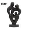 Hollow Love Shape Statue Abstract Woman Statue, Matte Black Resin Art Sculpture, Family of Four Finish Sculpture for Modern Minimalist Home Decor
