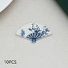 10Pcs Chinese Style Vintage Bamboo Printed Fan Charms For Earrings Keychain Diy Pendant Jewelry Making Material Accessories