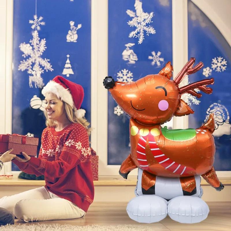 4D Large Christmas Standing Balloon Santa Claus Snowman Xmas Tree Balloon Christmas Party Home Decorations Navidad 2025 New Year