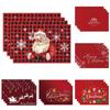 Christmas Placemats Santa Reindeer Sleigh Snowflakes Print Merry Christmas Festive Linen Dining Mats Western Table Holiday Decor