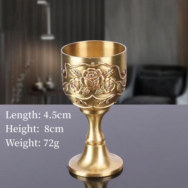 European Vintage Wine Glasses,Carved Mini Spirit Vodka Cup,Bronze Alloy Portable Spirits Goblet,Wedding Decoration, 30ml,1pcs