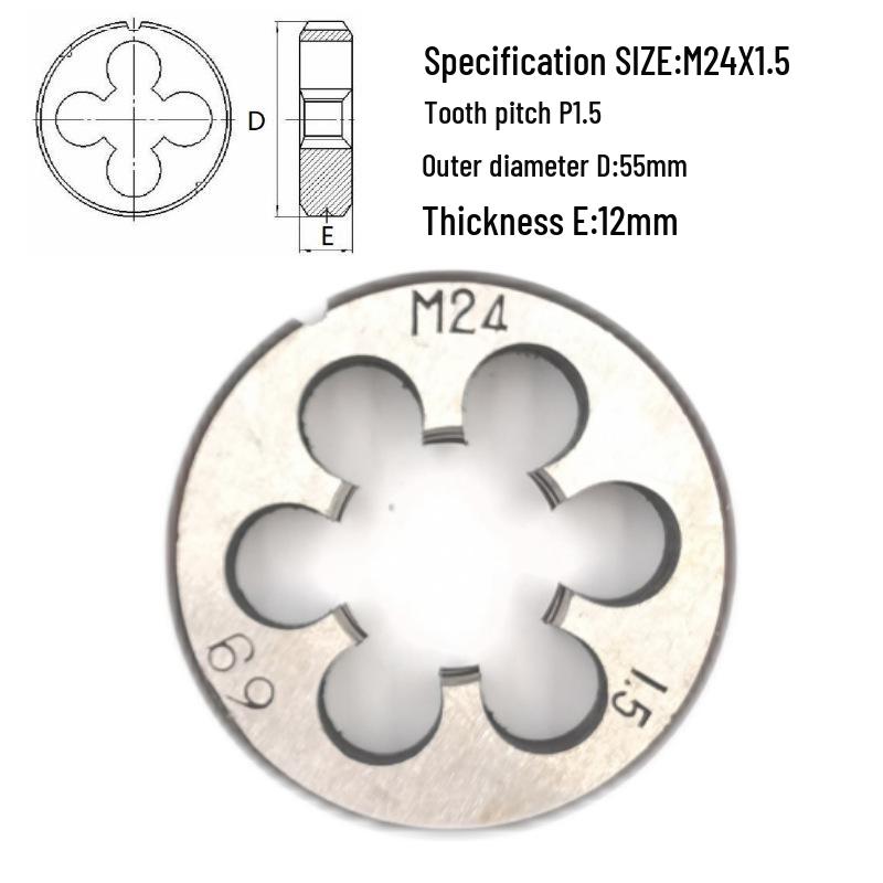

Round Die Stock M24-M26 x 0.5-3 mm, Forward/Reverse, Right/Left Thread