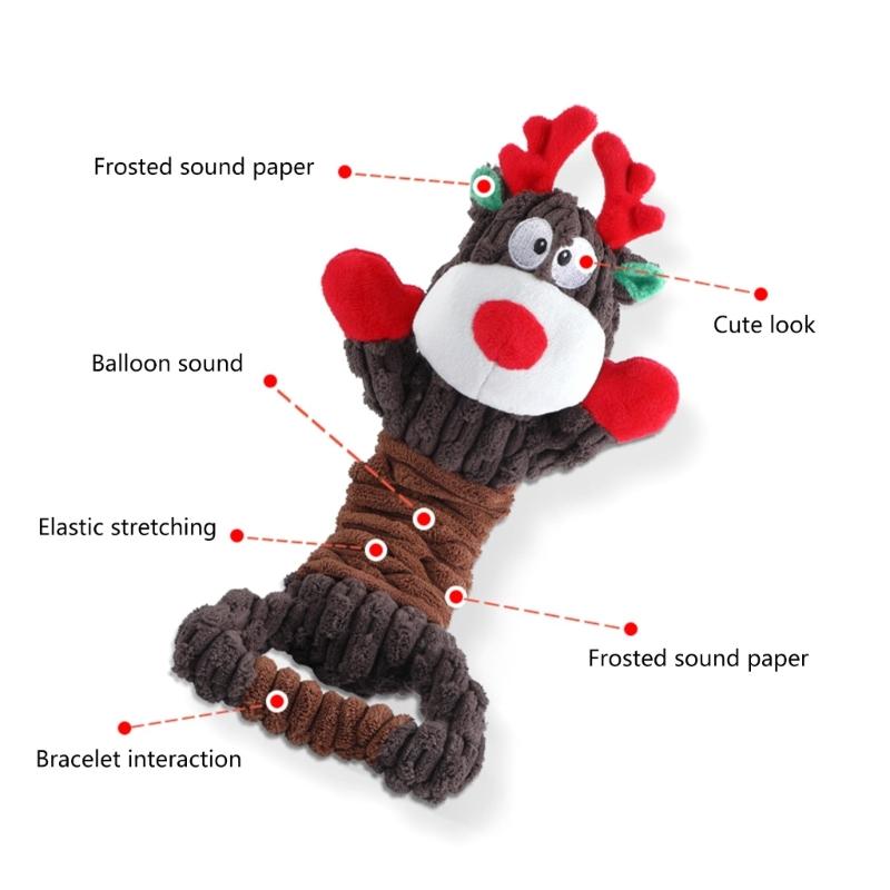 Christmas Dogs Toy Bites-Resist Stuffed Toy Funny Interactive Elasticity Dogs Chew Toy for Outdoor Dogs Tooth Molar Tool