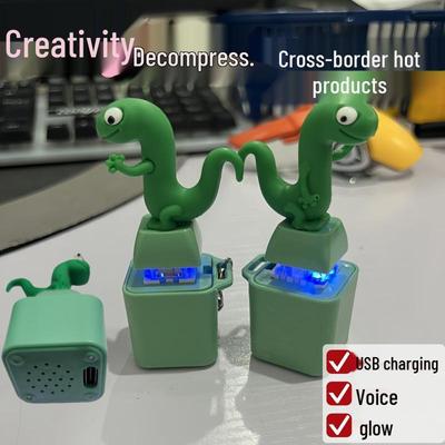 Ciondolo Decompressione Luminoso Lucertola Crociata Serpente Verde Piccolo Dinosauro