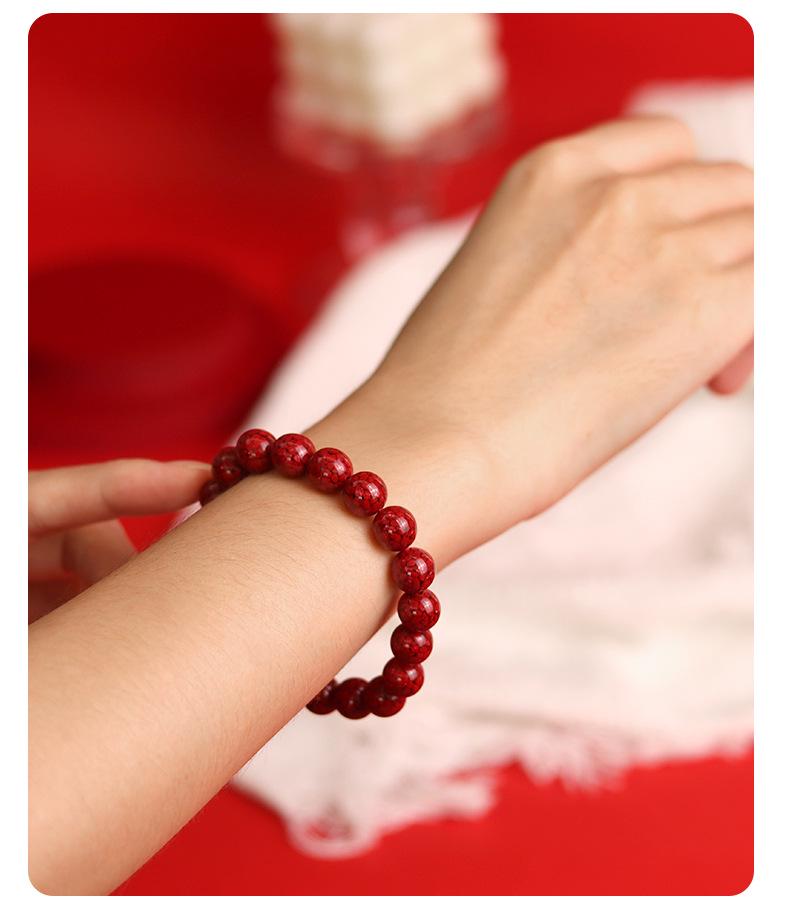 Lingxi Cinnabar Crystal Sand Bracelet with Raw Stone 