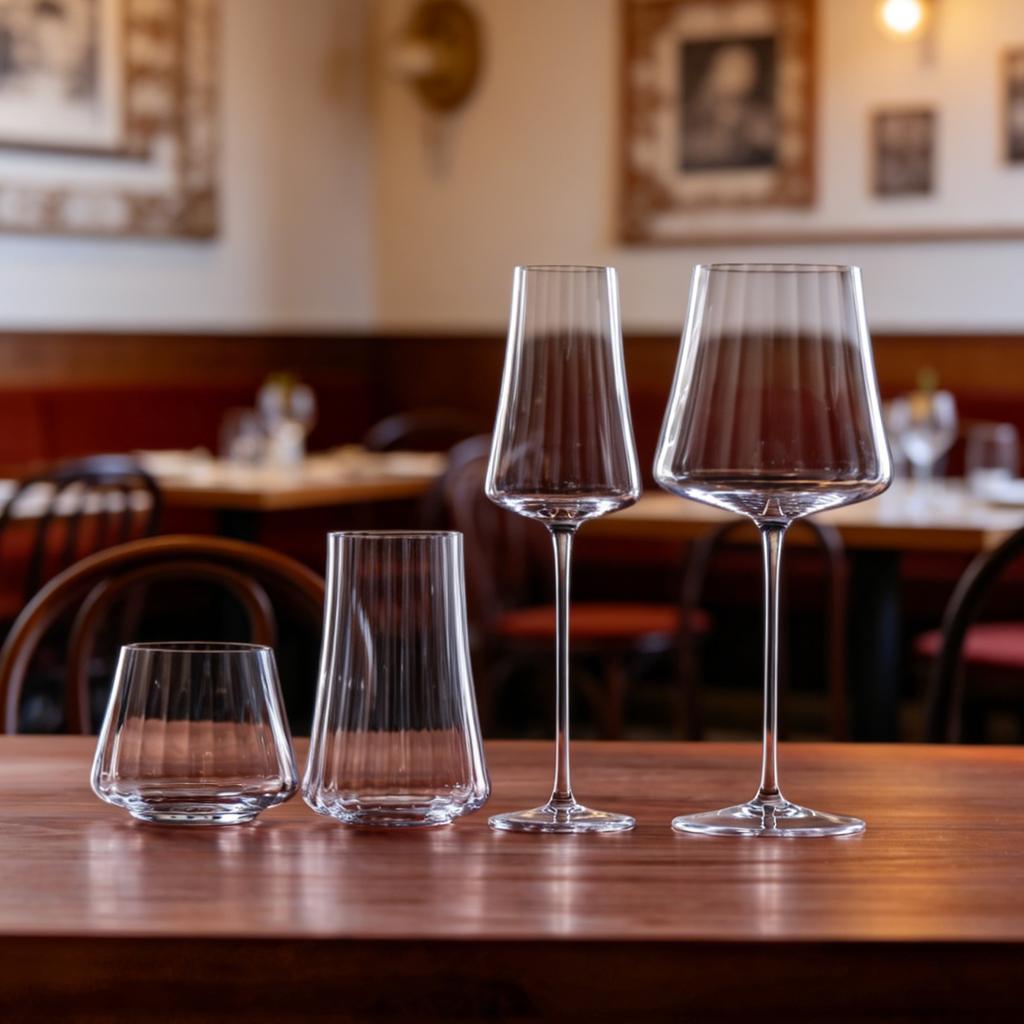 CRISON Boutique Series Crystal Glass High Footed Ribbed Champagne Glasses, Sparkling Glasses, Bar Cocktail Glasses