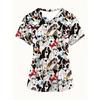 Surgical Uniforms Woman Women's Cute Cartoon Dog Print V-Neck Short Sleeve Top - Breathable Summer Shirt with Pockets
