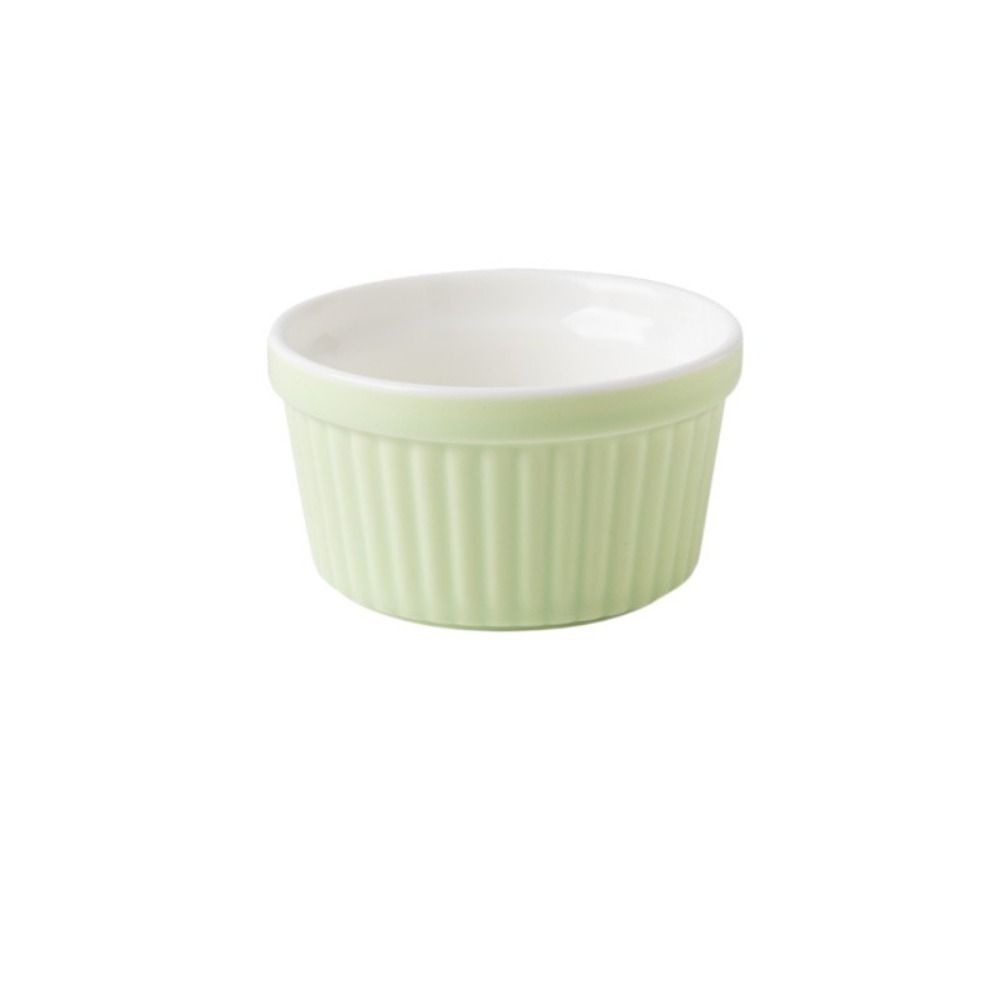 4Pcs Colorful Souffle Cups Oven Safe Fluted Porcelain Bowls Creme Brulee Dishes  Desserts