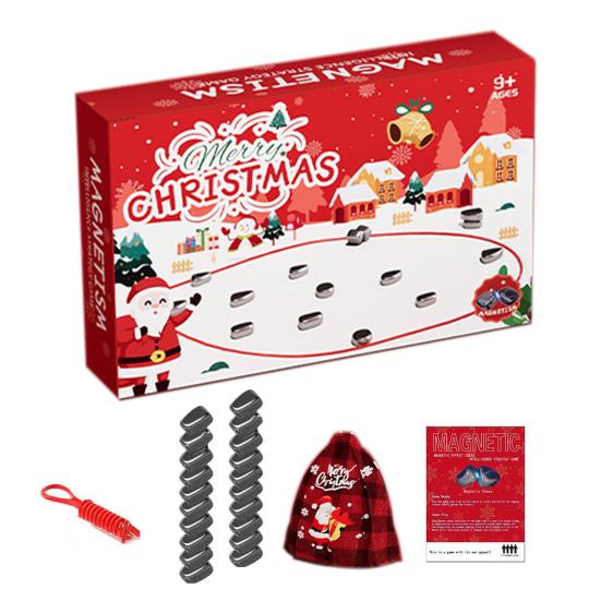 

1 набор рождественских магнитных шахматных игр, обучающих логическому мышлению, обучающих магнитным камням, игра для детей и взрослых, интерактивная стратегическая игра для нескольких игроков Christmas