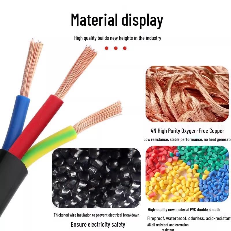 Pure Copper 2-Core/3-Core Flexible Cable Wire, 1.5/2.5/4 Sq mm, Sheathed for Household Power.