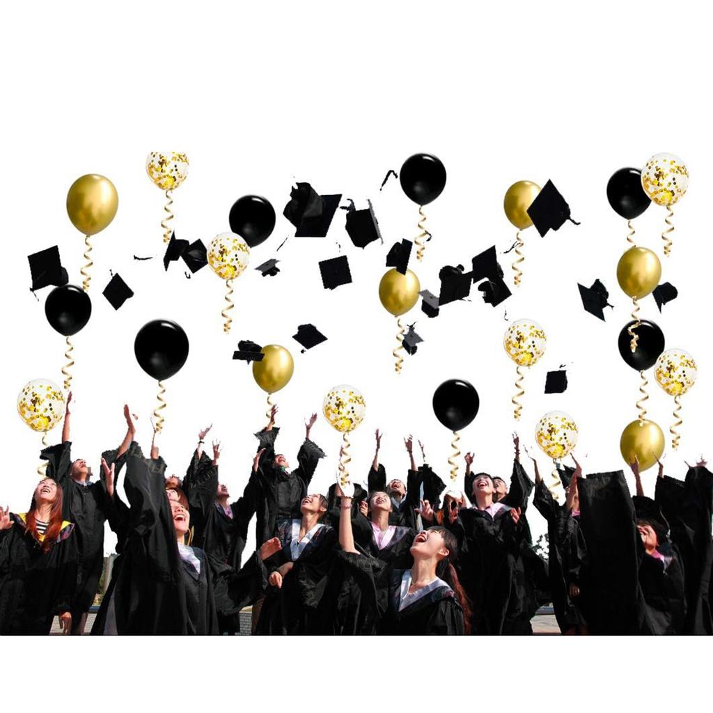12inch 50pcs black and gold balloon set with confetti, suitable for weddings, birthdays, themed parties,  family gatherings