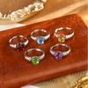 Natural Colored Treasure S925 Sterling Silver Ring for Women's Niche High-end Light Luxury Garnet Topaz Crystal Ring