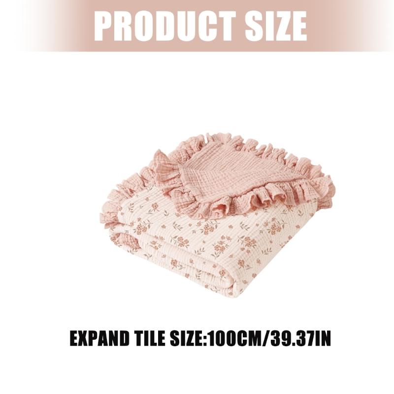 Breathable Cotton Baby Blanket Newborns Bath Towel with Delicate Floral Pattern Stylish Nursery Essential 90x100cm