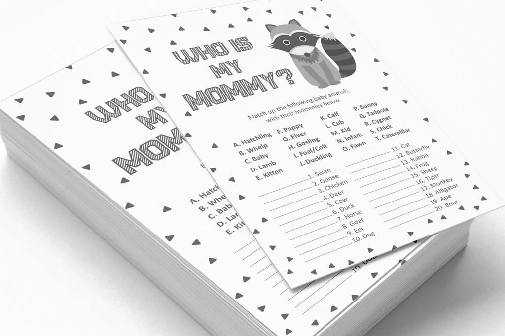 Inkdotpot Jungle Animals Baby Shower Game Set Of 50 Baby Alphabet ABC Game Party