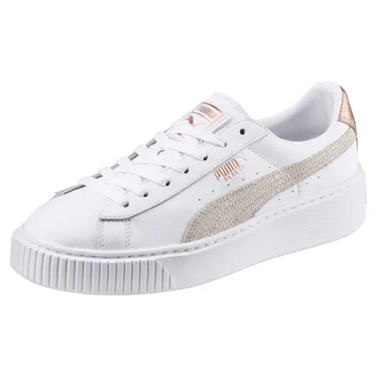 Puma Basket Platform Euphoria Synthetic Leather Low-Top Sneakers Women Sneakers White 366814-02