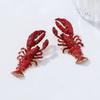 Spray-painted Crayfish Pendant Earrings Large Size Animal Drop Earrings Lobster Earrings  Summer