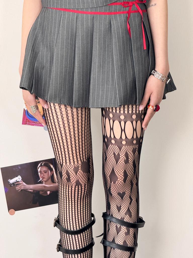 2025 European American Personalized Retro Hollow Stocking Women's Sexy Black Silk Leg Beauty Coffee Color Look Thin Pantyhose