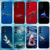 Fierce S-Shark Phone Case For Samsung S25,24,23,22,30,21,10,9,Ultra,Plus,Lite,FE,4,5 G Soft Black Case