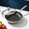 316L Stainless Steel Frying Pan for Home Use, Flat Bottom, Non-Coated, Ideal for Steak and Fried Eggs, Compatible with Induction and Gas Stoves