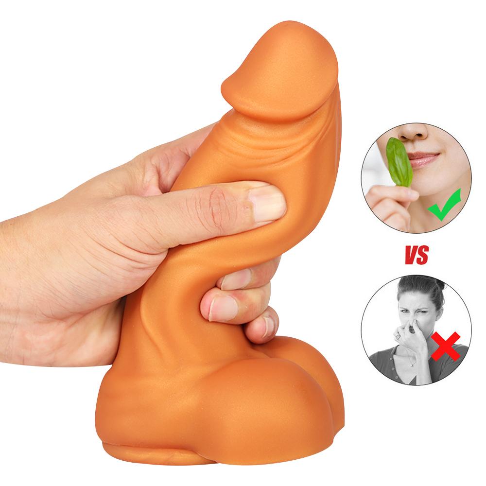 Golden Silicone Dildo Soft Realistic Penis Strap On Dick Masturbator for Women Fisting Anal Plug Sex Toys