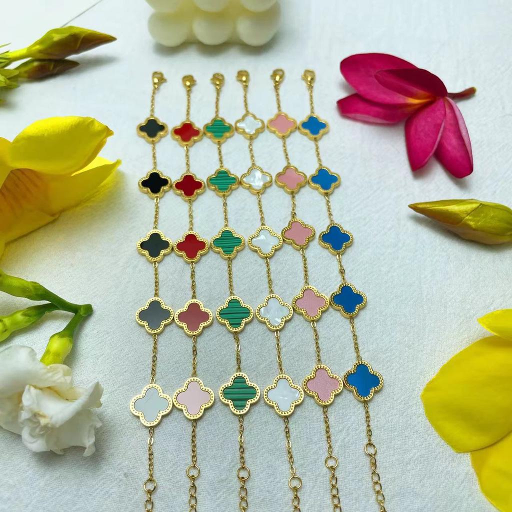 Fashion Clover Zircon Single Sided Bracelet Style