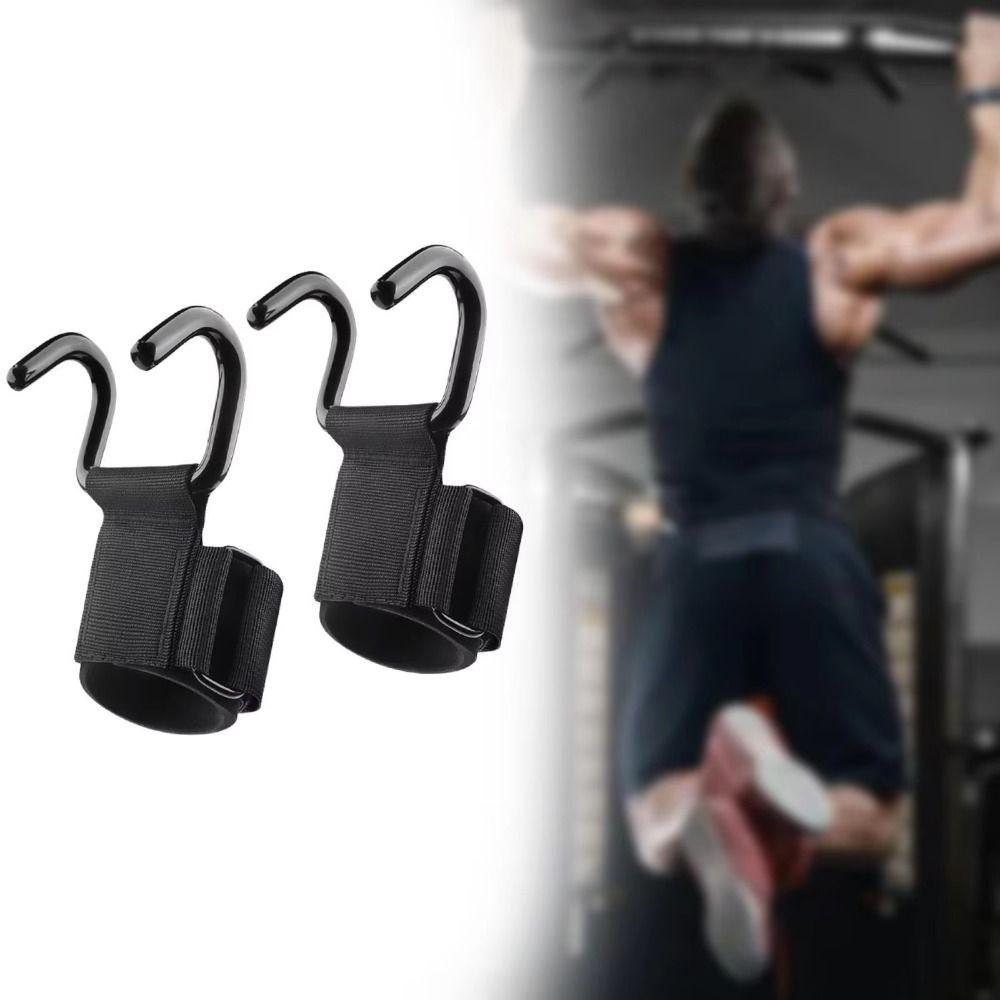 1 Pair Adjustable Weight Lifting Grip Hook Pull-up Steel Hook Grips Strap Weightlifting