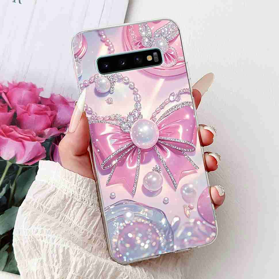 For Samsung Galaxy S10+ Case Fashion Design Soft Silicone TPU Back Cover For Samsung s10+ S10 Plus Butterfly Rose Phone Shell
