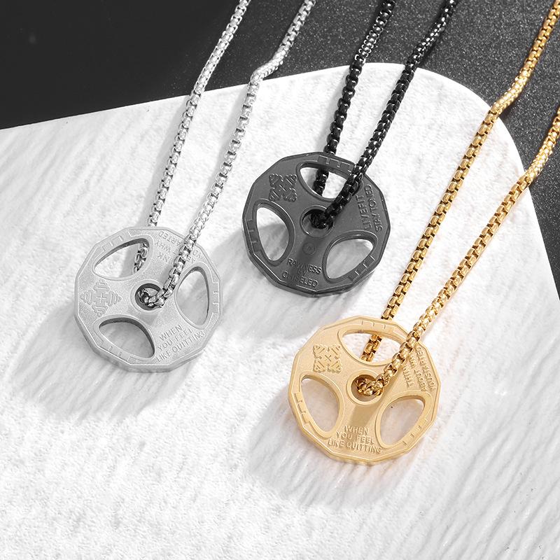Accesorios Deportivos de Fitness para Hombre Mancuernas de Moda Accesorios de Hip-hop para Hombre Collar con Colgante
