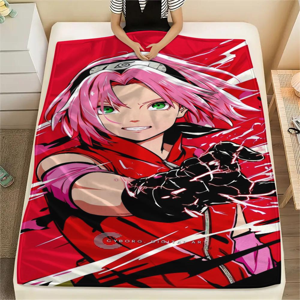 

Sakura Haruno Outdoor Picnic Party Printed Blanket, Flannel Blanket Great for Home Bedroom Relax and Chair Use.-TING 75x90cm