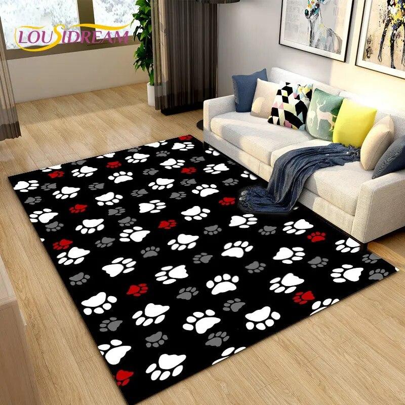 3D Pets Footprint Sole Series Area Rug Large,Carpet Rug for Living Room Bedroom Sofa Doormat Decoration,kids Non-slip Floor Mat