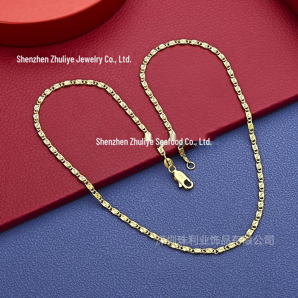 

European and American Style Gold-Plated Swastika Clavicle Necklace - High-End Geometric Jewelry 2mm Swastika Chain, 24 inches (60 cm)