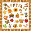 Autumn paper card leaf squirrel pumpkin Happy Fall background wall bulletin board decoration Thanksgiving wall stickers