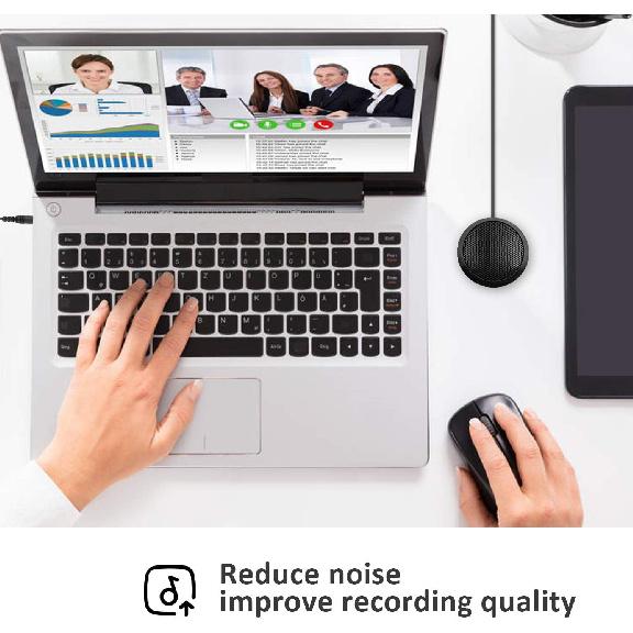Conference Microphone 3.5mm Desktop Computer Mic for Computer Desktop and Laptop 360° Omnidirectional Condenser Mic for Online Meeting/Class, Skype,
