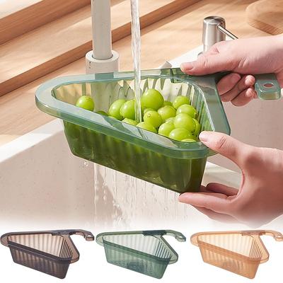 Triangular Drain Basket Sink Storage Rack No Punching Kitchen Sink Holder Retractable Storage Basket Kitchen Accessories