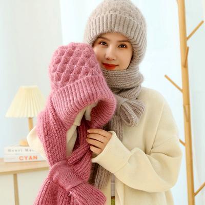1PC Fashion Hat Scarf Set  Knitted Hat Thick Plush Winter Warm Ear Protection Thickened Windproof