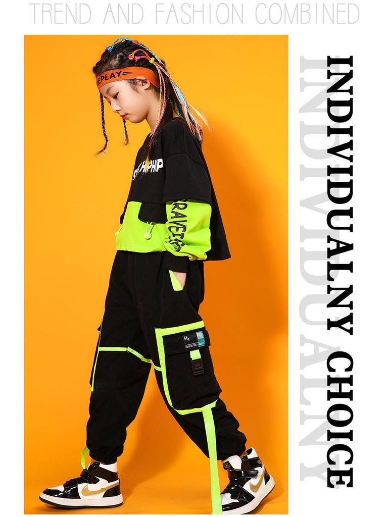 June 1st Kids Street Dance Costume - Boys' Hip Hop Drum Kit Outfit & Girls' Jazz Dance Outfit Trendy Performance Wear.
