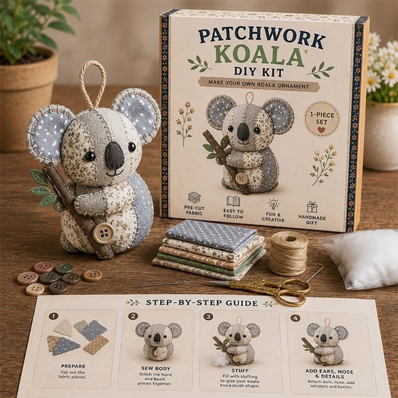 DIY Animal Sewing Crafts Set DIY Patchwork Animal Kits for Adults Beginner Precuts Florals Fabric Sewing Set