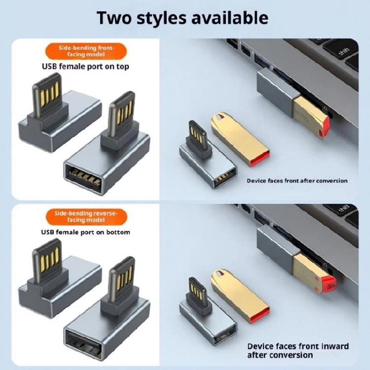 90°Angled USB Adapter Reversible Insertion Support Fast Charging and Data Transfer Connecting to Keyboards,Mouse,