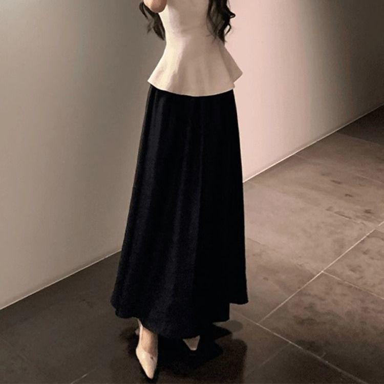 Damen Ärmellose Sommer Weste mit Taillenschnürung und High-Waist Rock Set