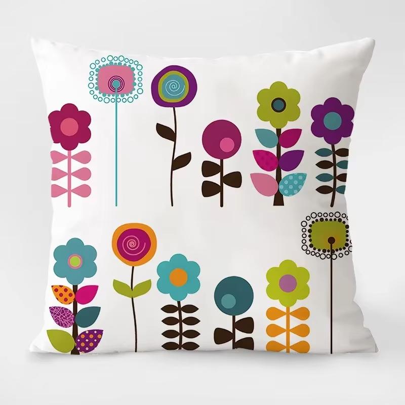 Simple Floral Pillowcase – Dormitory, Office & Living Room Sofa Home Decor