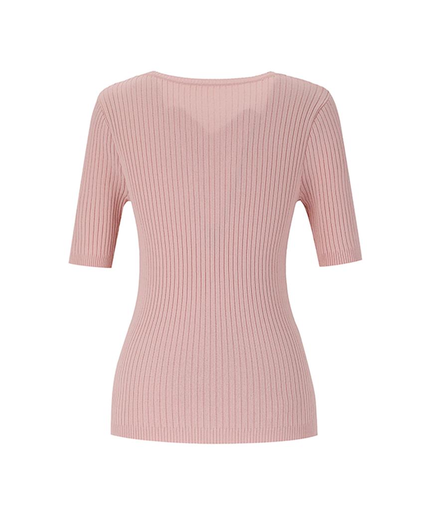 SOUP V-Neck Slim Crop Sleeve Knit (Oy5Skc1)