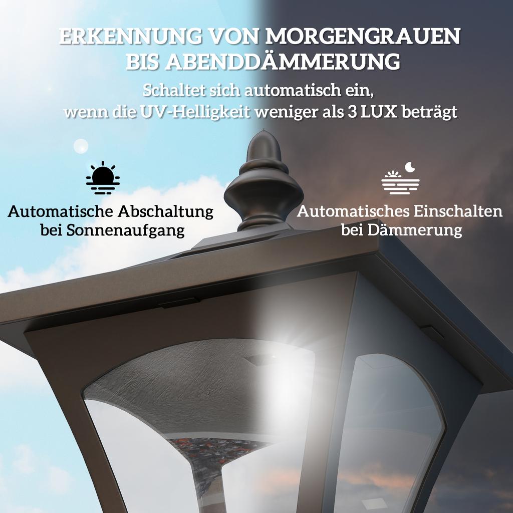 1.2m Solar Powered Outdoor Lamp Post - Black