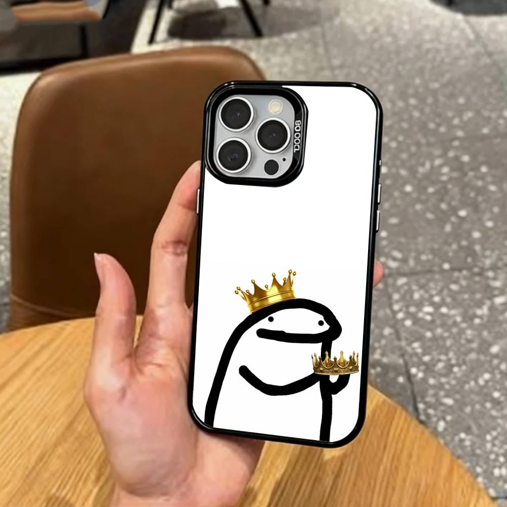 F-Flork M-Meme Phone Case For iPhone17,16,15,14,13,12,11 Plus,Pro Max Colored Silver Plated Inside Cover