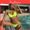 Bikini Womens Swimsuit Halter Sets Neck Drawstring Solid Color Beach Swimwear