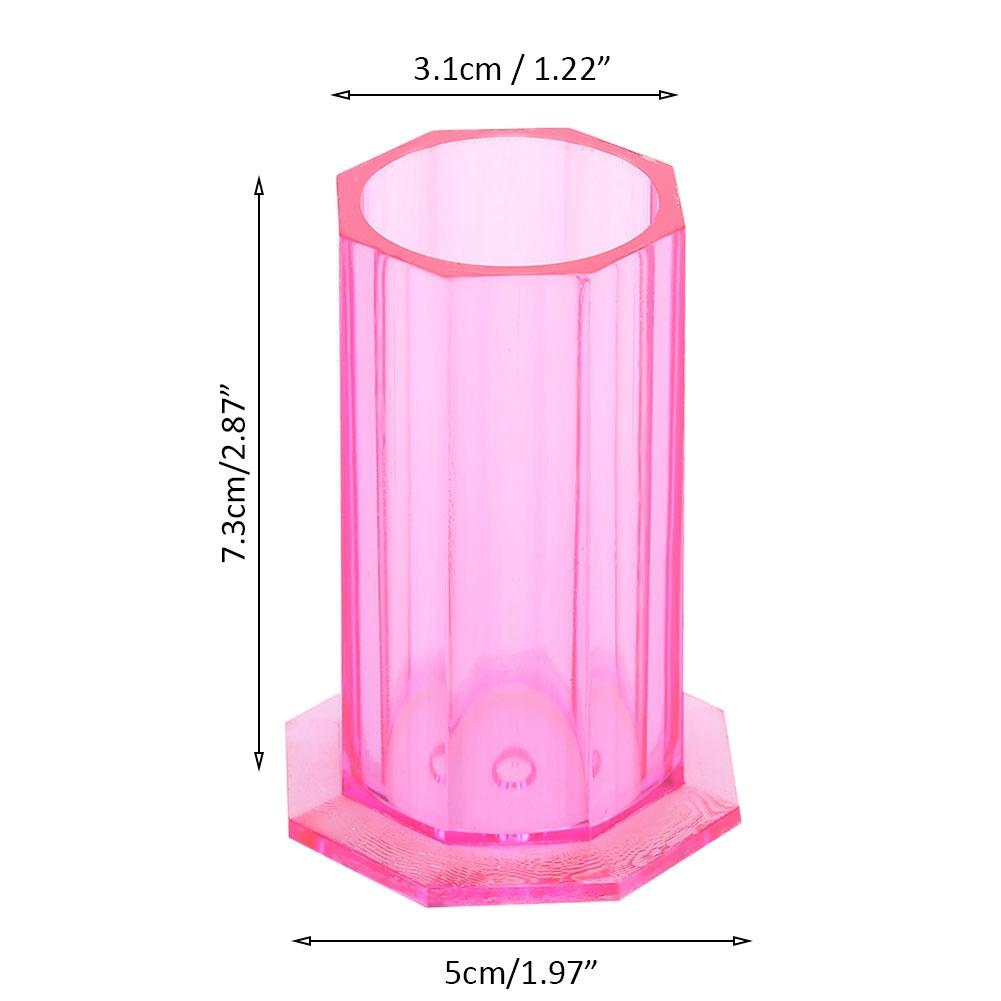 Nail Art Brush Storage Holder Painting Pen Case Manicure Tool Container (Pink)