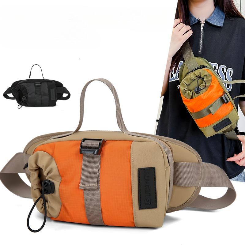 Unisex Crossbody Bag – Korean Minimalist Design Compartment with Water Bottle Holder for Hiking Climbing