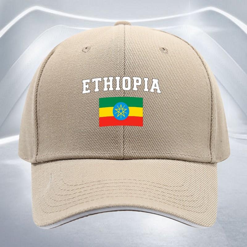 Ethiopian Flag Word Adjustable Baseball Cap Lightweight Polyester Casual Hat for Sports Travel Parties