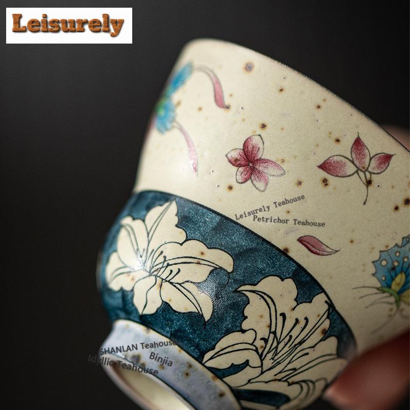 2pc/lot Caramel Glaze Butterfly Lily Gourd Teacup Creative Tea Bowl Jug Tea-tasting Fragrance Cup Jianzhan Master Cups Cafe 25ml